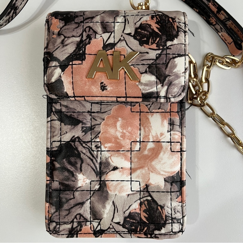 Anne Klein Crossbody Purse Mobile Phone Bag Gold Chain